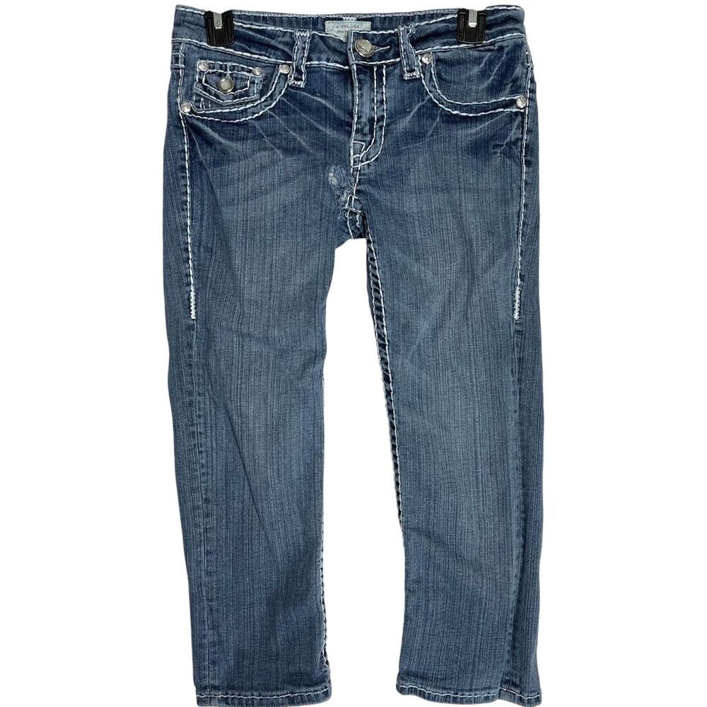 LA Idol USA Cropped Jeans Junior Size 5 Blue Denim Low Rise Cotton Y2K FLAW